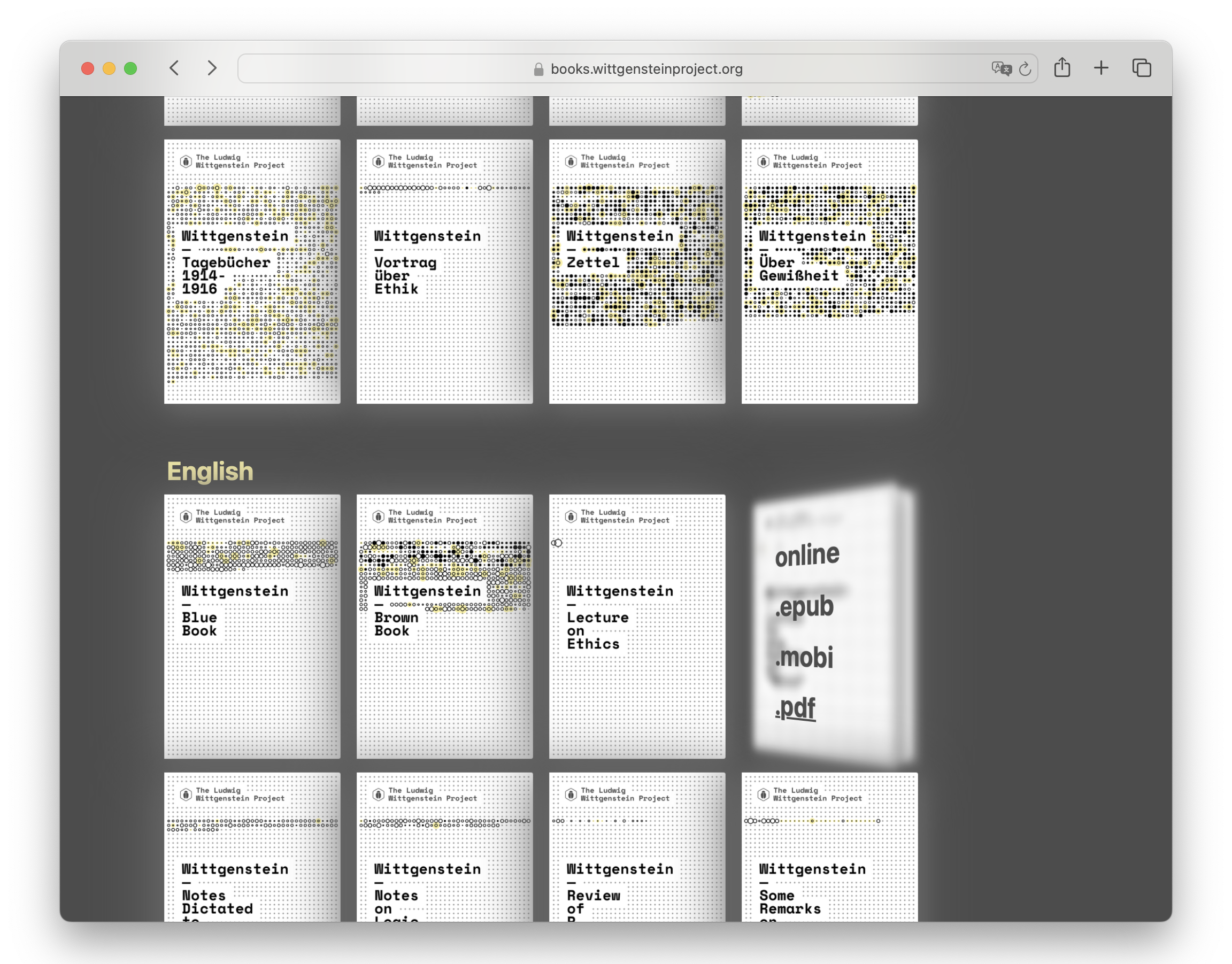Screenshot of books.wittgensteinproject.org